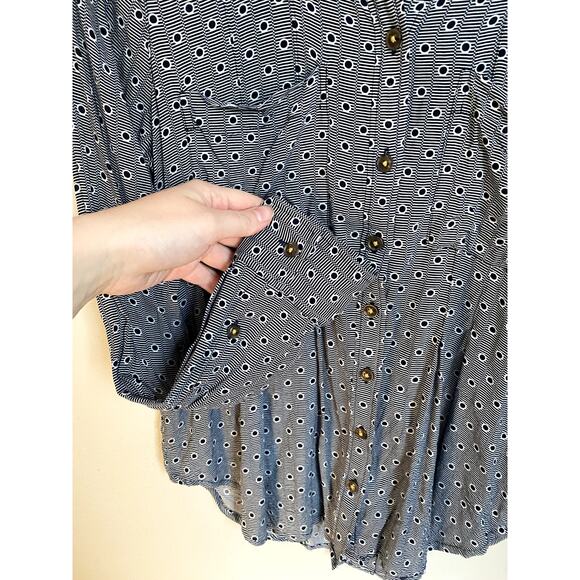Anthropologie Polka Dot Silky Button-Up Blouse 4 Work Paris Chic Twee Preppy - Picture 3 of 5